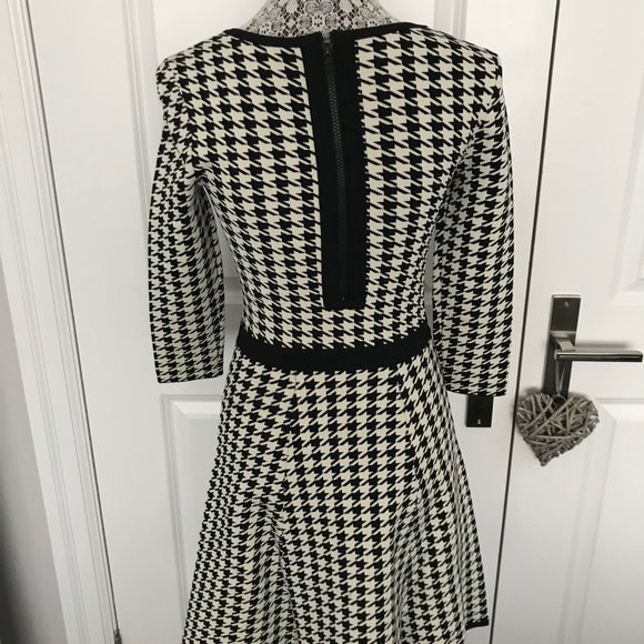 Pink Tartan Black and White Stretch Dress - Picture 2 of 8